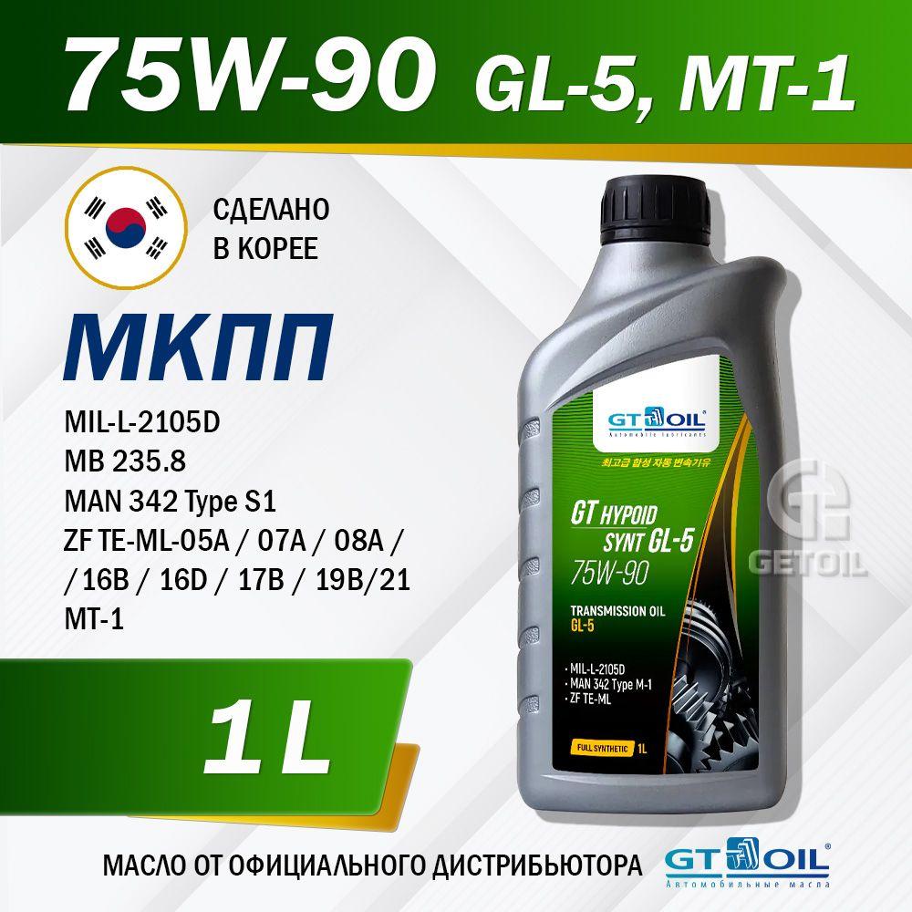 Масло трансмиссионное GT OIL HYPOID SYNT GL-5 75W-90, синтетическое, 1 л