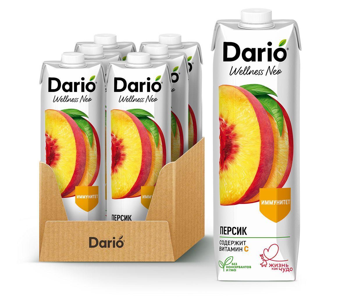 Dario | Dario Wellness Neo 1,0 л Персиковый нектар с мякотью, 1 л х 6 шт.