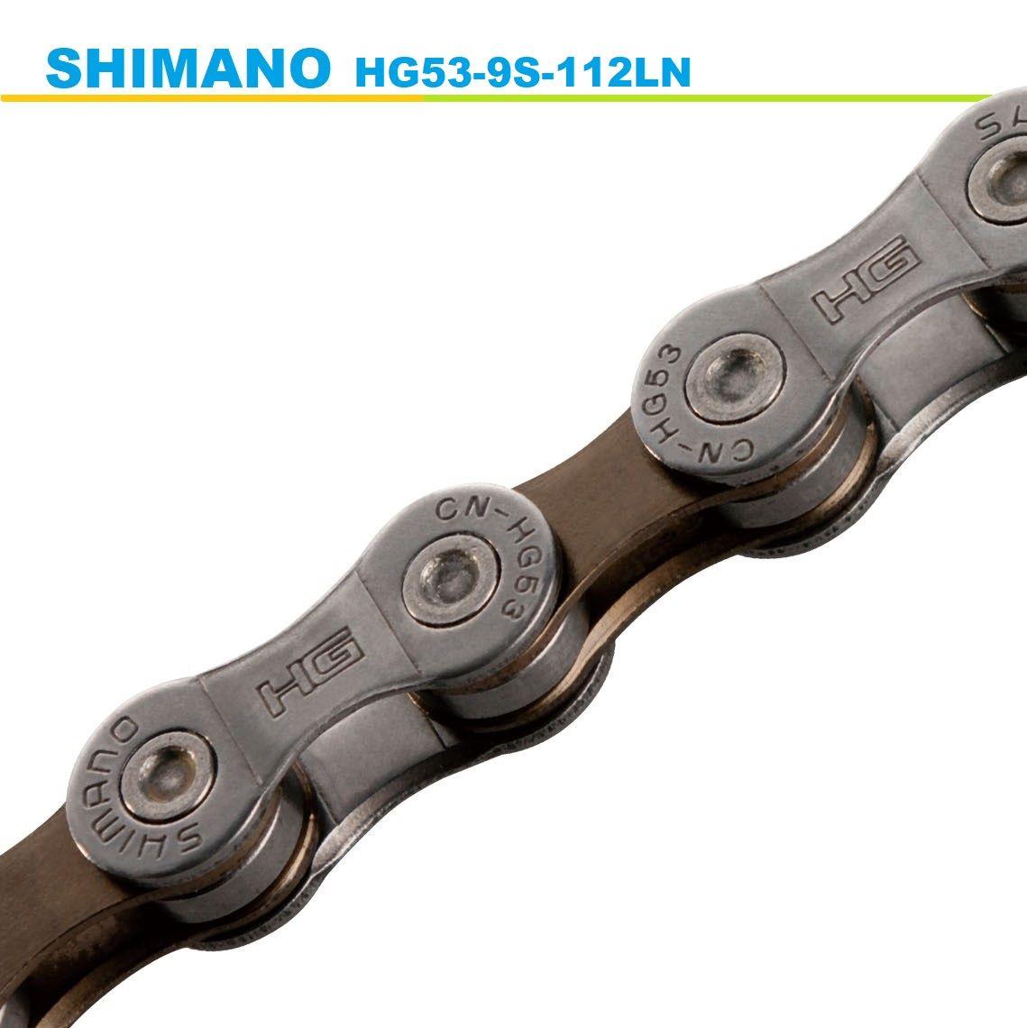 Цепь велосипедная Shimano HG53 на 9 скоростей, 112 звеньев, пин в комплекте / Без упаковки (oem)