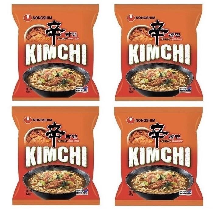 Лапша быстрого приготовления Кимчи Рамен Nongshim ,(шт 4. по 120 г)