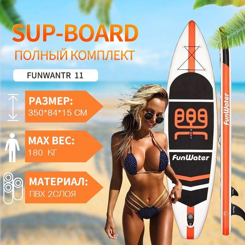 Надувная SUP-доска Koi 350*84*15см с веслом и страховочной веревкой /SUPFW03A/