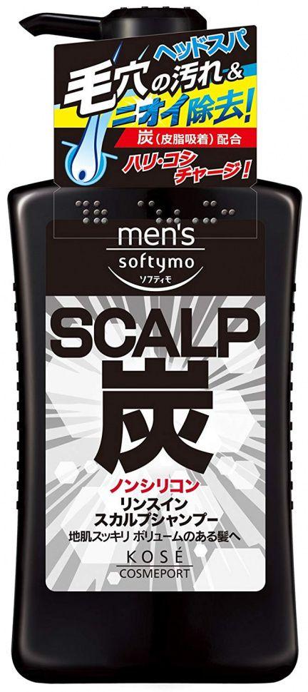 Kose | KOSE SCALP Mens Softymo Шампунь мужской с древесным углем глубокое очищение, диспенсер с дозатором 550 мл