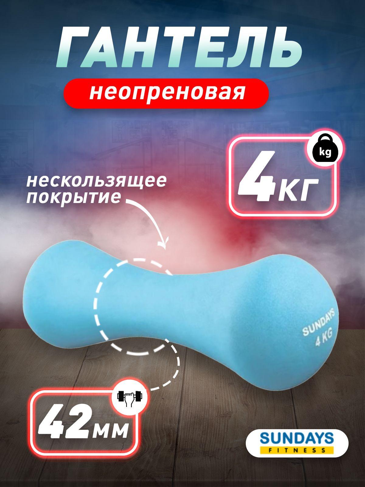 Гантель Sundays Fitness IR92004-D, 4кг, спортивная, голубая