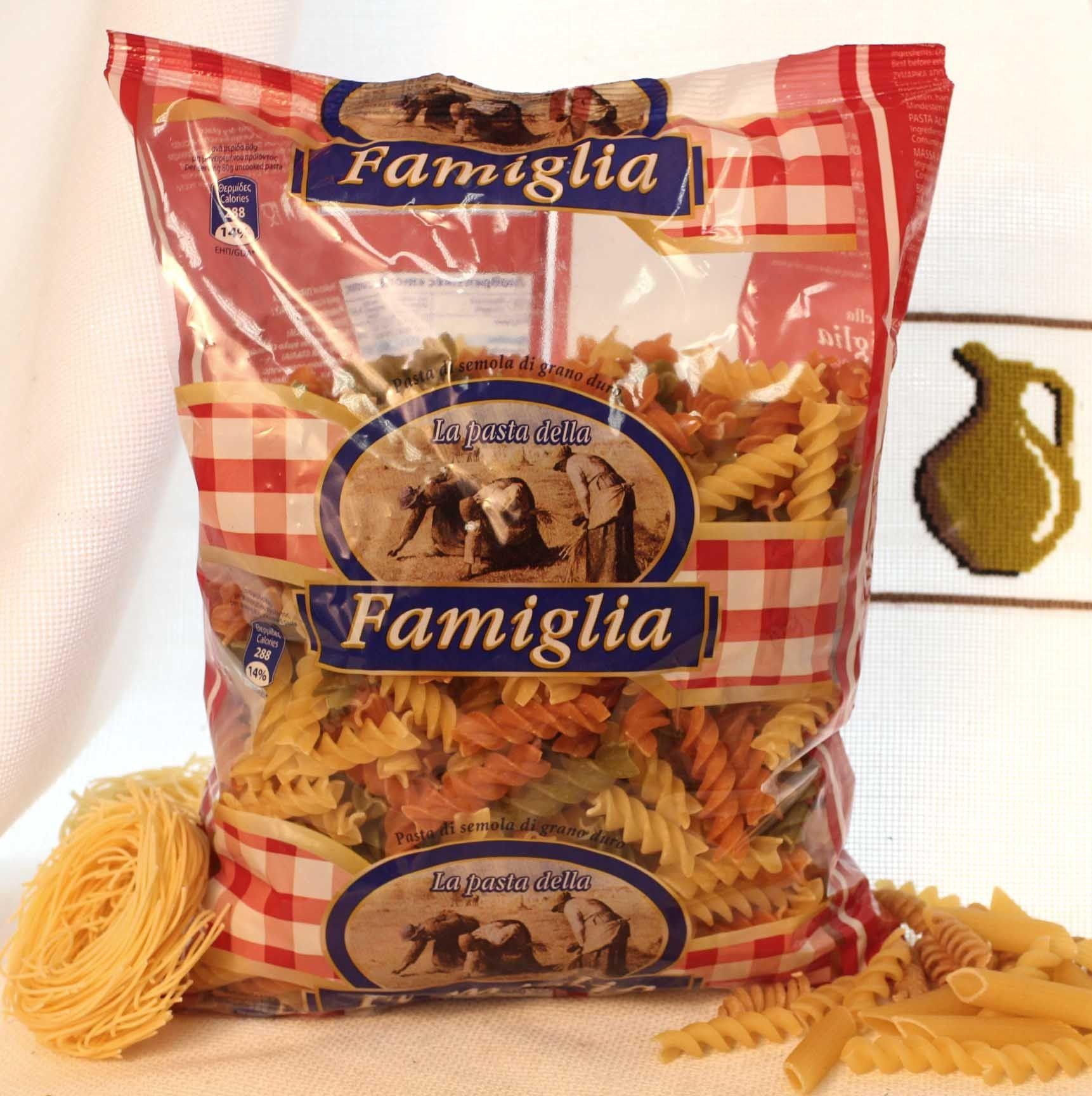 Паста Fusilli Tricolore (трехцветные спиральки) Famiglia, Греция, 500г