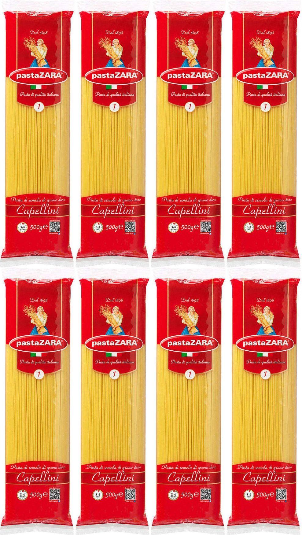 Макаронные изделия Pasta Zara No 1 Capellini Спагетти, комплект: 8 упаковок по 500 г