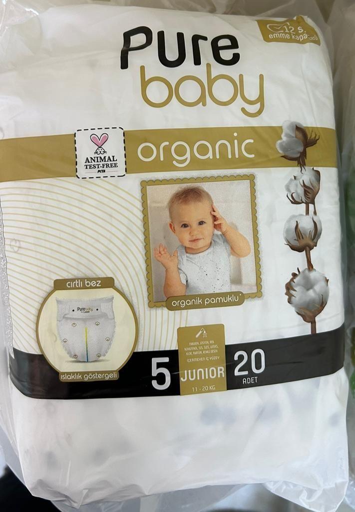 Подгузники Pure Baby Organic , размер N.5 Junior (11-20 кг) 20 штук премиальный органический хлопок