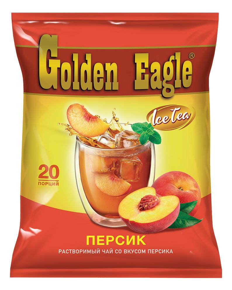 Растворимый чай со вкусом персика Golden Eagle, 20 пакетиков по 20 г.