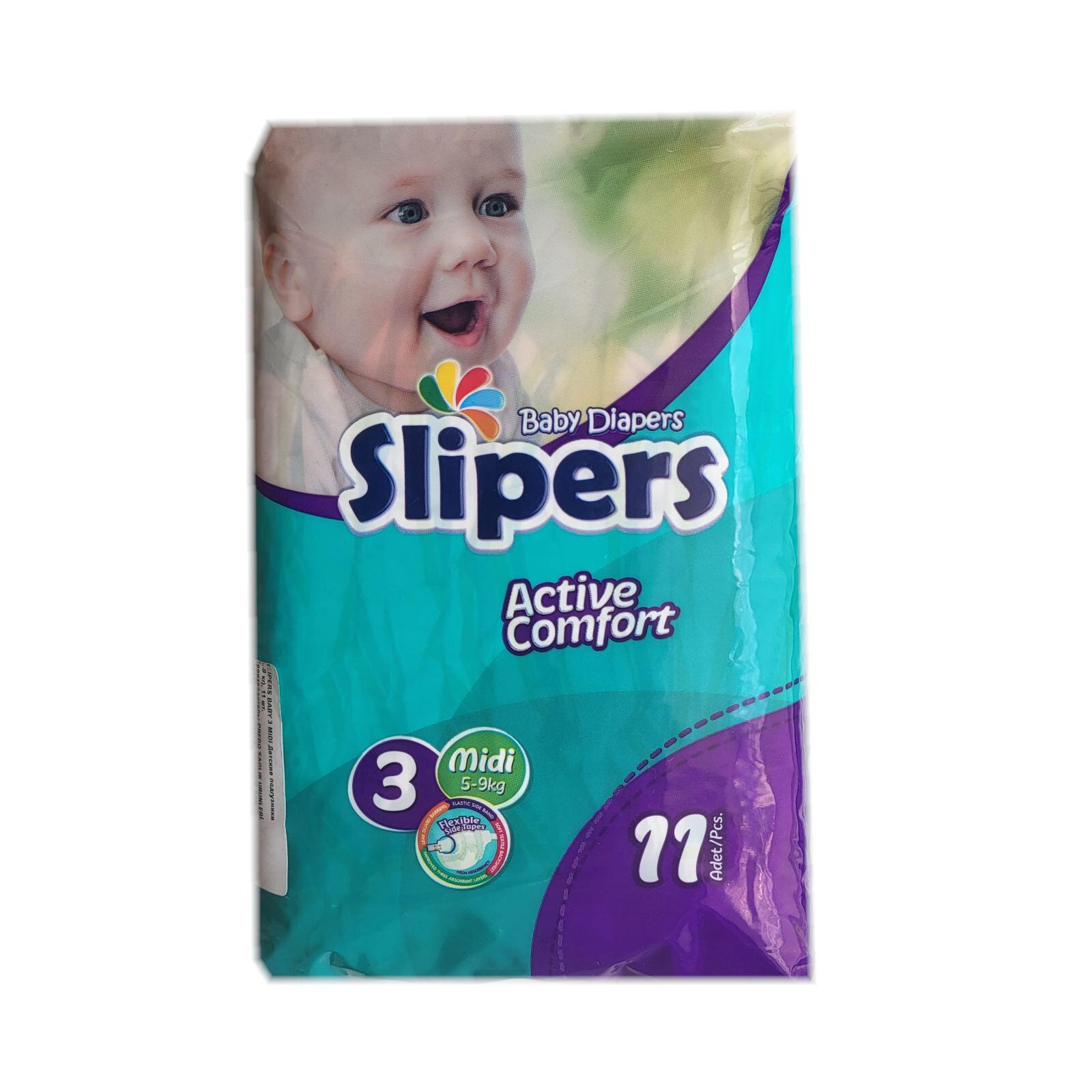 Slipers | SLIPERS BABY 3 MIDI Детские подгузники 4-9 кг 11 шт