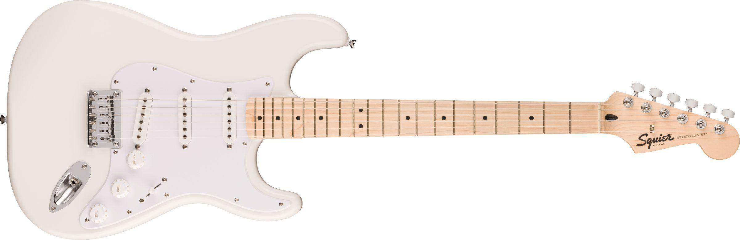 Squier by Fender Электрогитара Sonic Stratocaster HT, Maple Fingerboard, White Pickguard, Arctic White 6-струнная, корпус Тополь 4/4