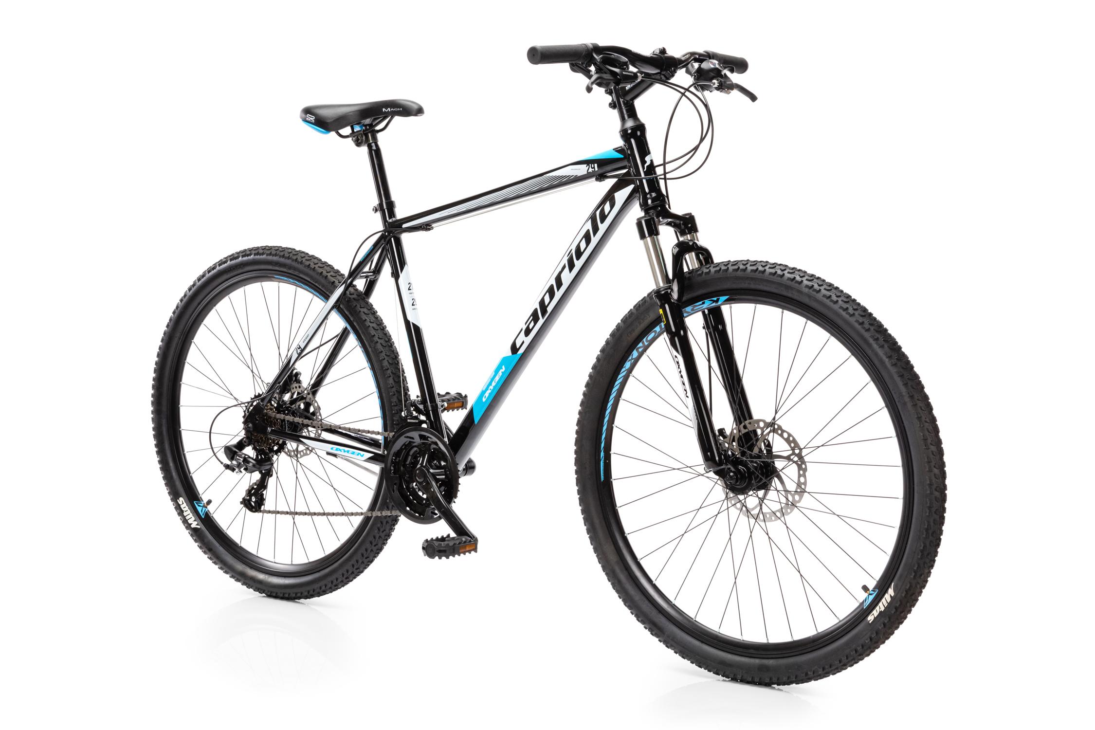 Велосипед CAPRIOLO MTB OXYGEN (3 X 7), рама сталь 21'', колёса 29'' (чёрный - синий), нагрузка до 130кг