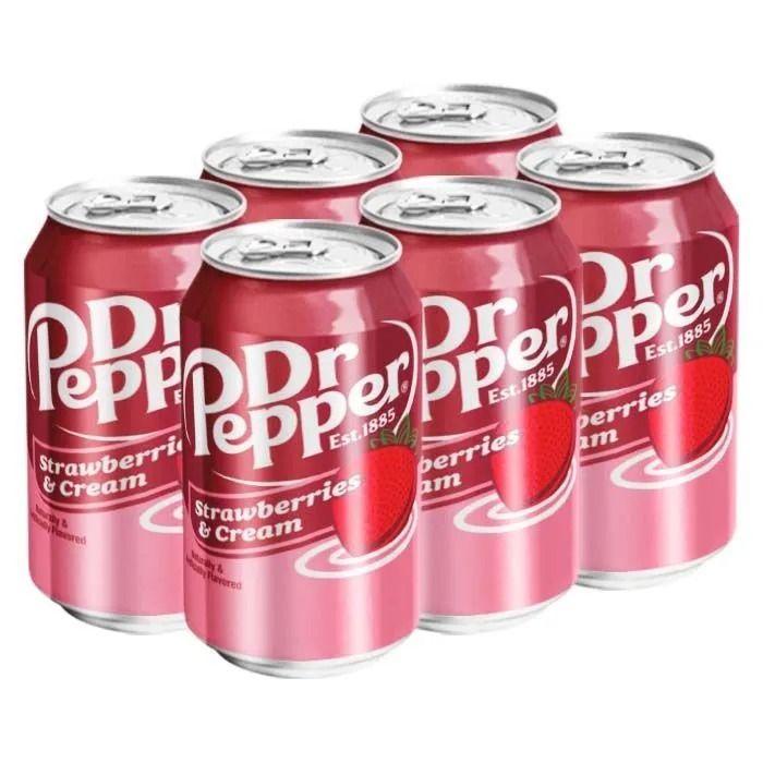 Газированный напиток Dr Pepper Strawberries & Cream со вкусом клубники и крема (США), 355 мл (6 шт)