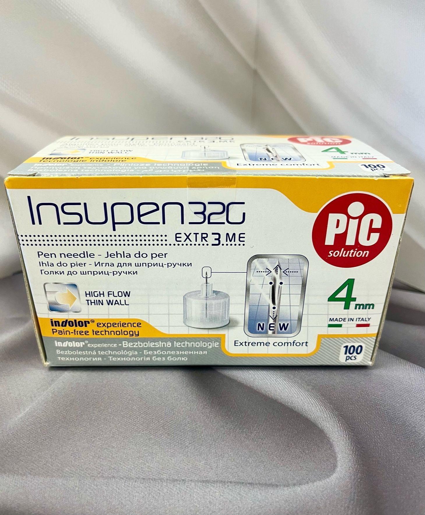 Иглы для шприц-ручки INSUPEN (ИНСУПЕН) 32G, 0.23mm*4mm -100 шт