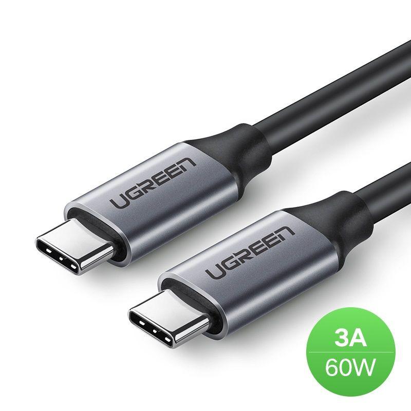 Кабель UGREEN US161 (50751) USB 3.1 Type C Male to C Male Cable Nickel Plating Aluminum Shell. Длина: 1,5м. Цвет: серый