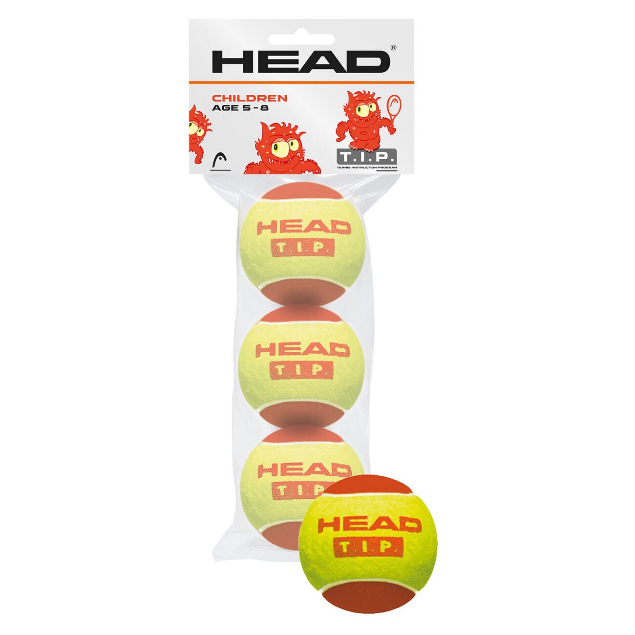 Мячи для большого тенниса HEAD T.I.P Red, 578113, для детей 5-8 лет, упаковка 3 Мяча