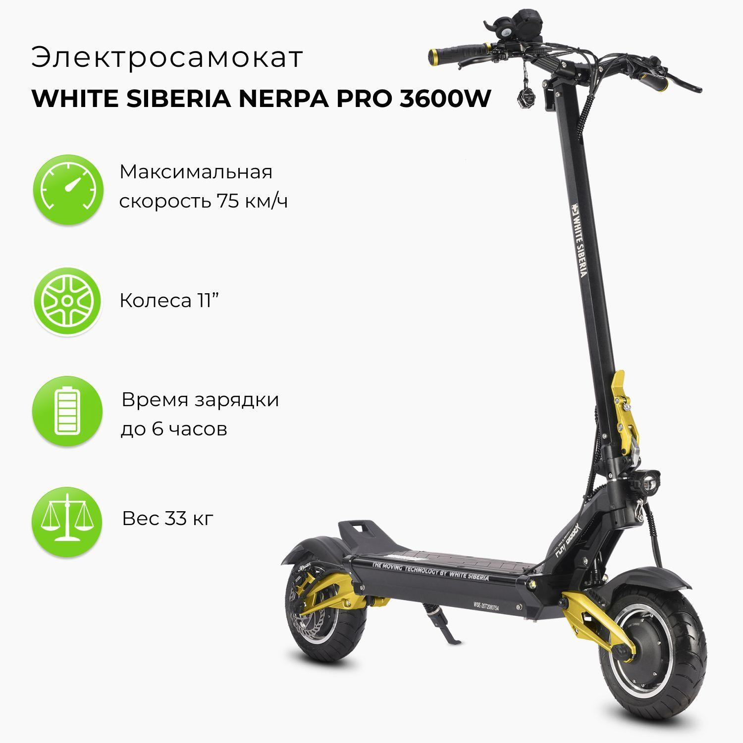 Электросамокат WHITE SIBERIA NERPA PRO 3600W 60V/24Ah золотой