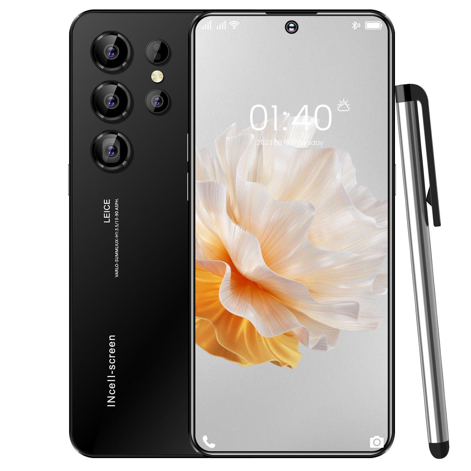 ZUNYI Смартфон S24 Ultra，Note 12 Pro, глобальная русская версия, сеть 4g, две sim-карты и режим ожидания, 7,3 дюйма, HD-экран, бесплатный стилус, мощные игровые функции, гибкая камера, быстрая зарядка, используется для развлечений, офиса, дома, подарков, недорого, интерфейс Type-C， Ростест (EAC) 6/128 ГБ, черный, черный матовый