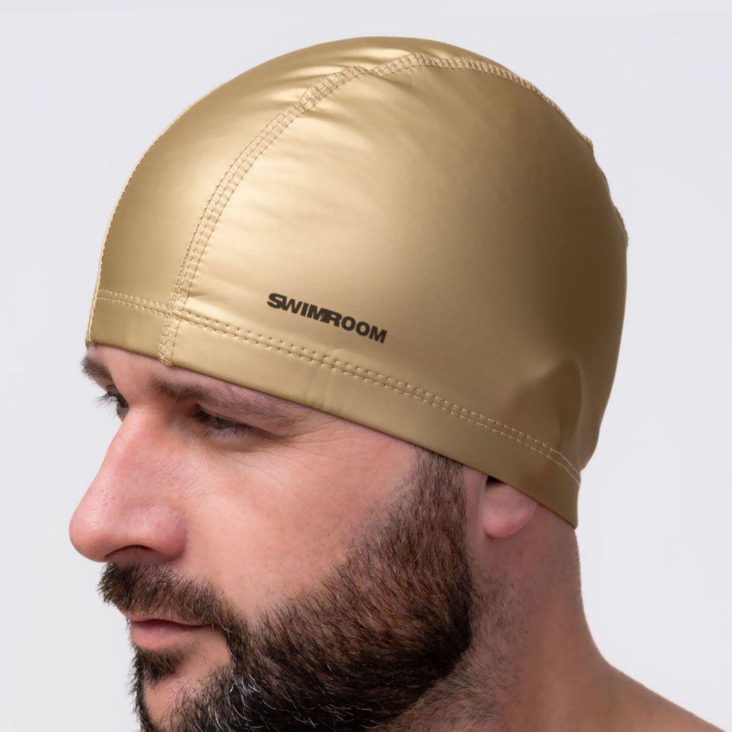 Комбинированная шапочка для плавания SwimRoom "PU Swim Cap", Взрослая, Цвет золотой