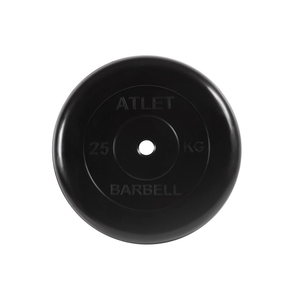 Диск обрезиненный черный Atlet Barbell d-26 25 кг