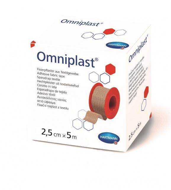 OMNIPLAST фиксирующий пластырь из текстильной ткани /цвет кожи/, 2,5 см х 5 м, 1 шт.