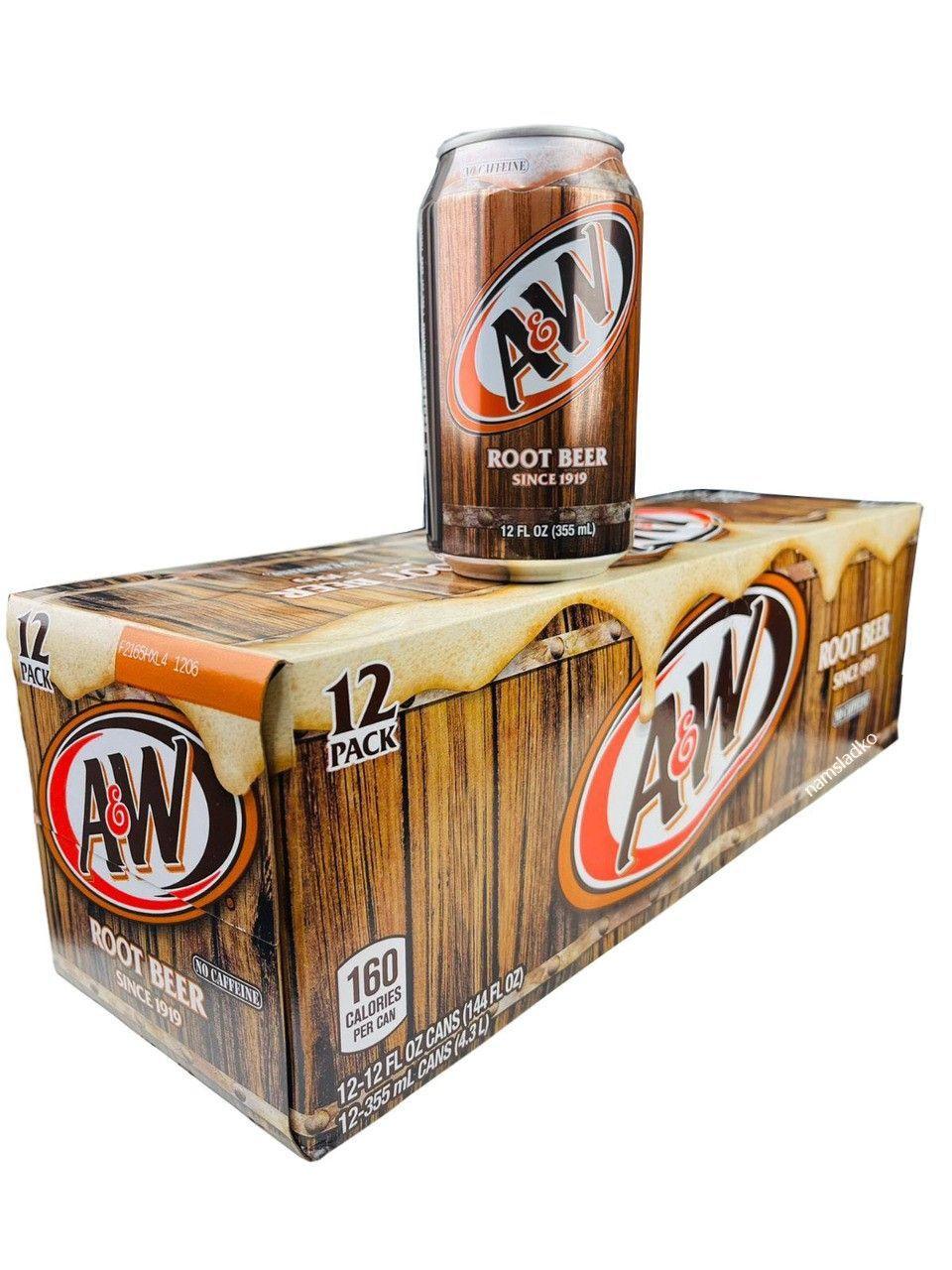 A&W Root Beer 355 мл - США - 12 шт. (Безалкогольное корневое пиво)