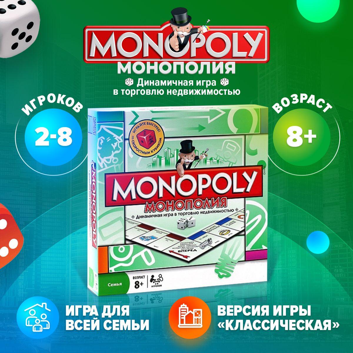 Игра настольная Монополия классическая для всей семьи (MONOPOLY). Развивающая игра. C1009