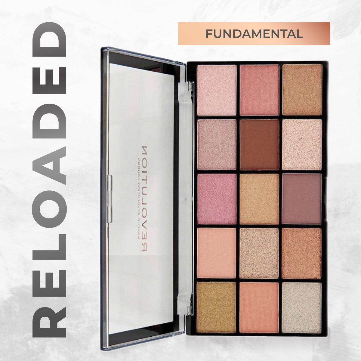 MAKEUP REVOLUTION Тени для век RELOADED PALETTE Fundamental, палетка для глаз: матовые, блестящие, нюдовые, с блёстками