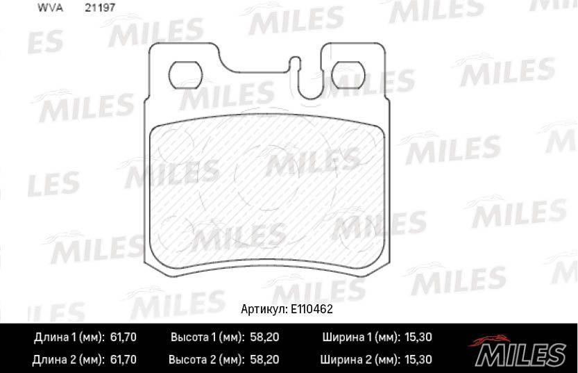 MILES Колодки тормозные дисковые Задние, арт. E110462