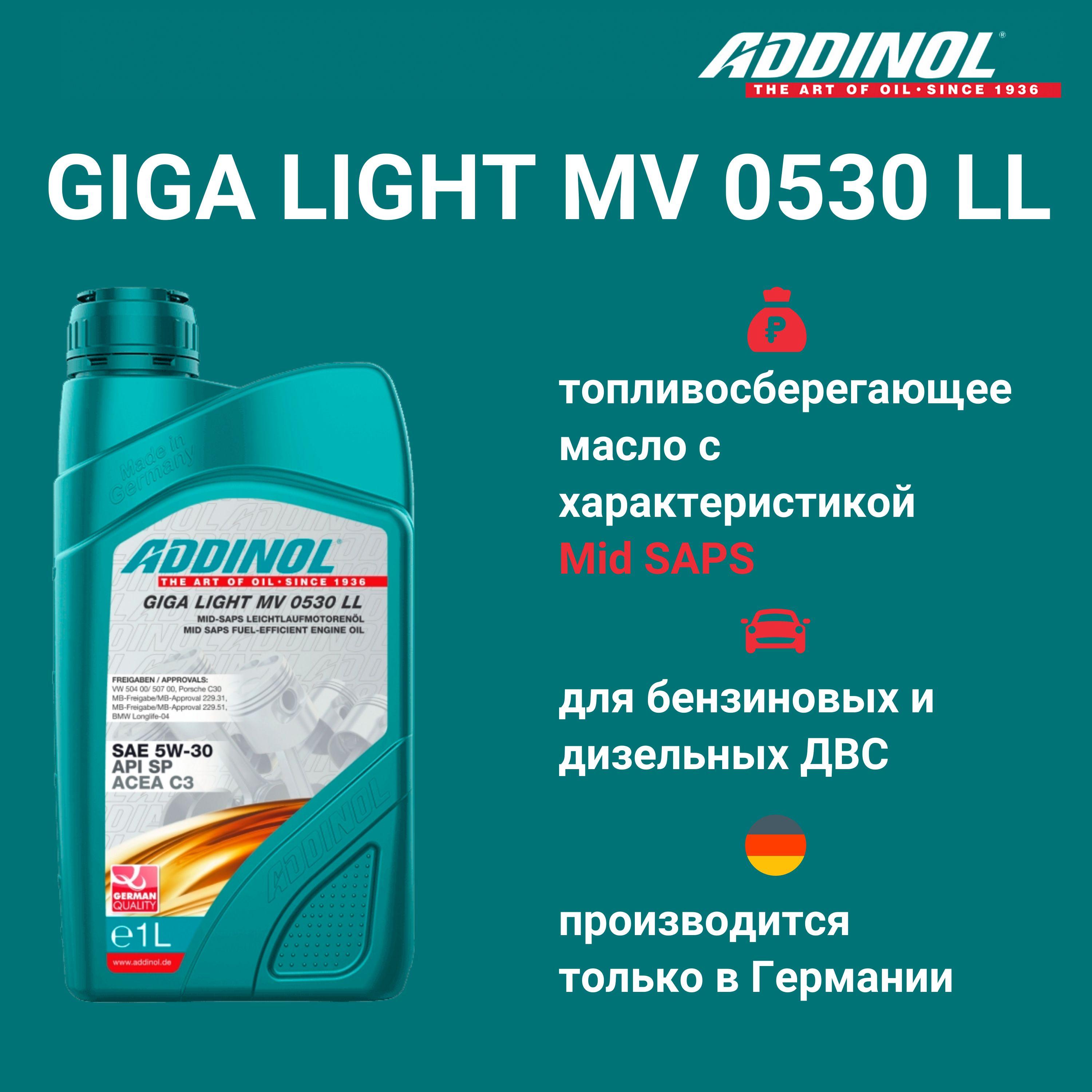 ADDINOL | ADDINOL GIGA LIGHT MV 0530 LL 5W-30 Масло моторное, Синтетическое, 1 л