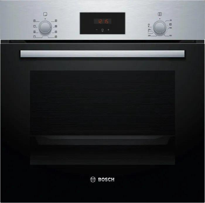 Электрический духовой шкаф BOSCH HBF113BR0Q, 59.5 см, 66 л, 5 режимов, гриль, конвекция, каталитическая очистка, серебристый