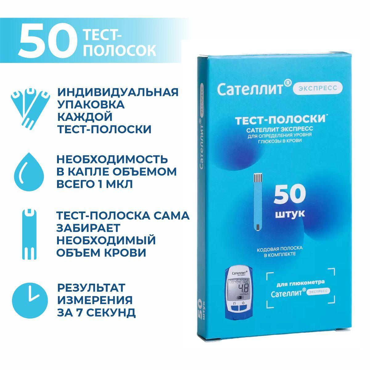 Тест полоски Сателлит Экспресс 50шт