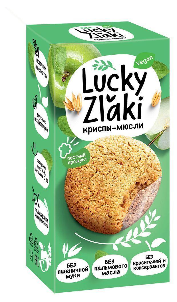 Lucky Zlaki | Lucky Zlaki криспы-мюсли классические, смесь овсяных и ячменных хлопьев, с добавлением воздушной кукурузы, запеченных особым образом, 100 г.