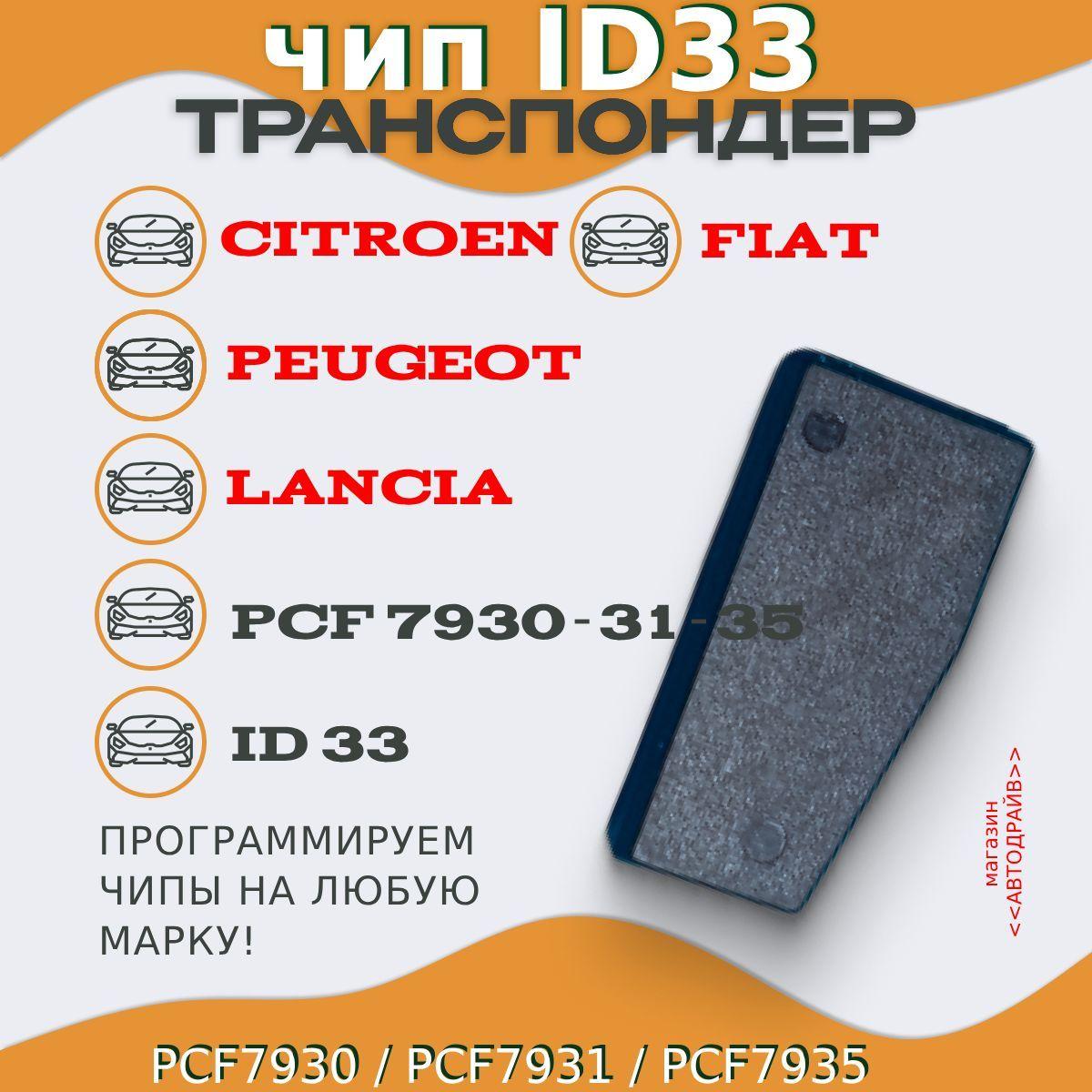 Fiat/Alfa/Lancia | Чип ключа, иммобилайзера ID33 (PCF7930, PCF7931, PCF7935) для Citroen/ Peugeot/ Fiat/ Lancia