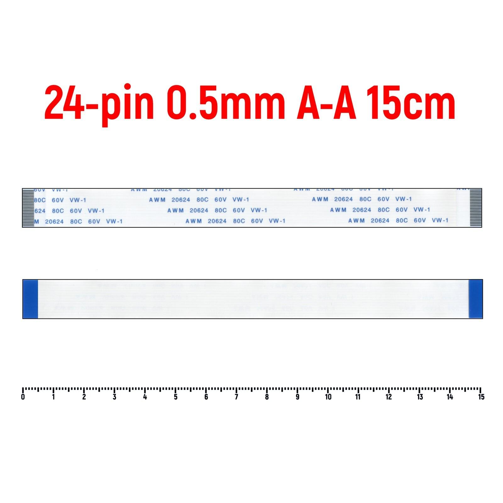 Шлейф FFC 24-pin Шаг 0.5mm Длина 15cm Прямой A-A AWM 20624 80C 60V VW-1