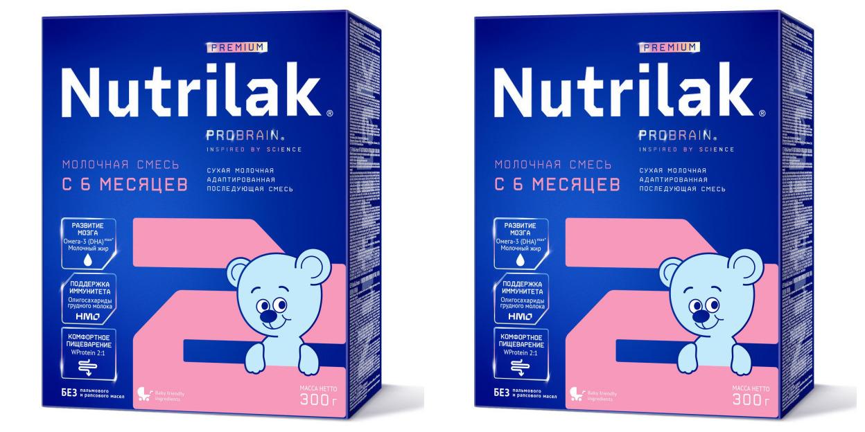 Молочная смесь Nutrilak Premium 2, с 6 месяцев, 300 грамм * 2 штуки