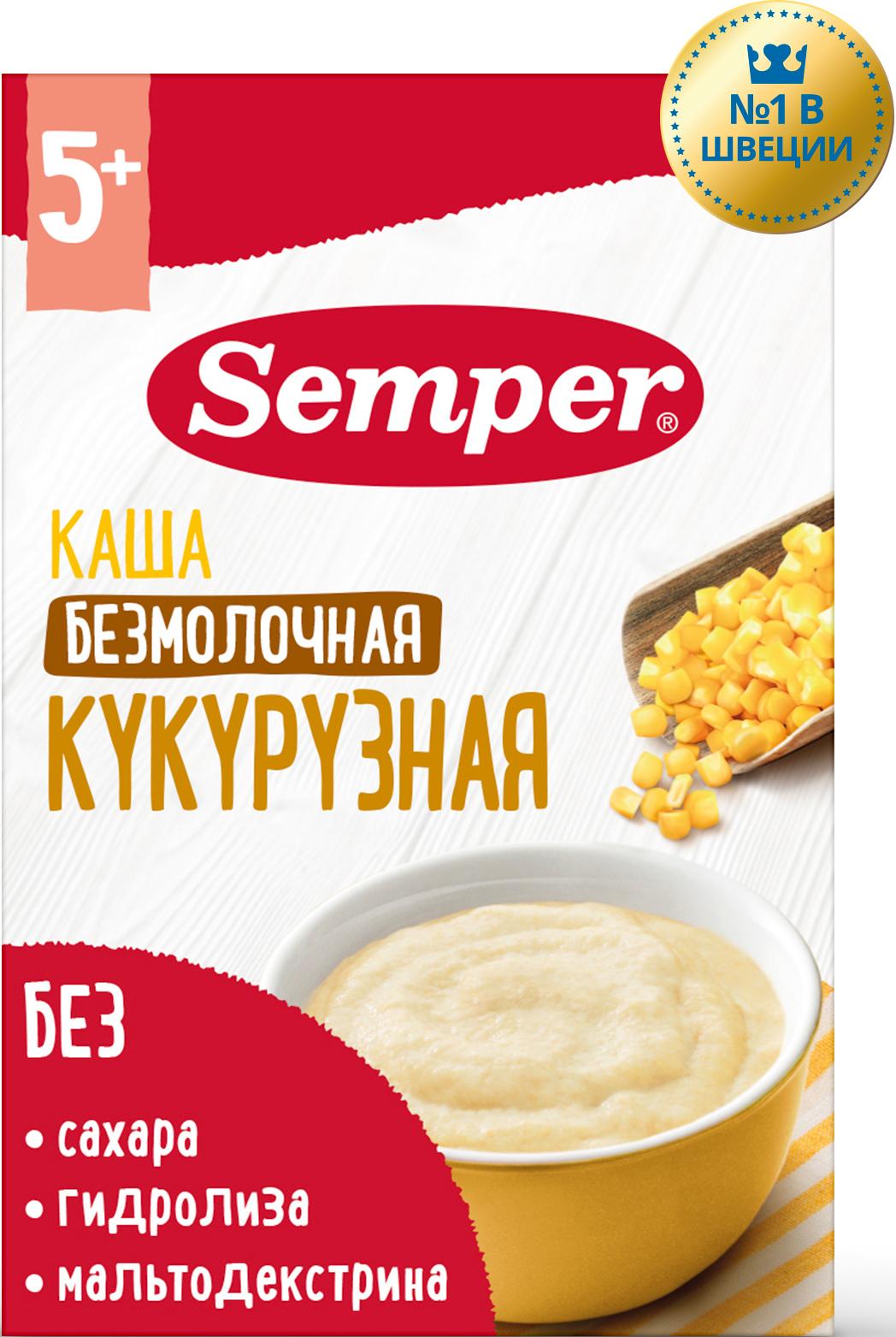 Каша детская Semper с 5 месяцев безмолочная Кукурузная, сухая, 180 г