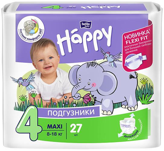 Подгузники для детей bella baby Happy Maxi дышащие, размер 4 (вес 8-18 кг), 27 шт.