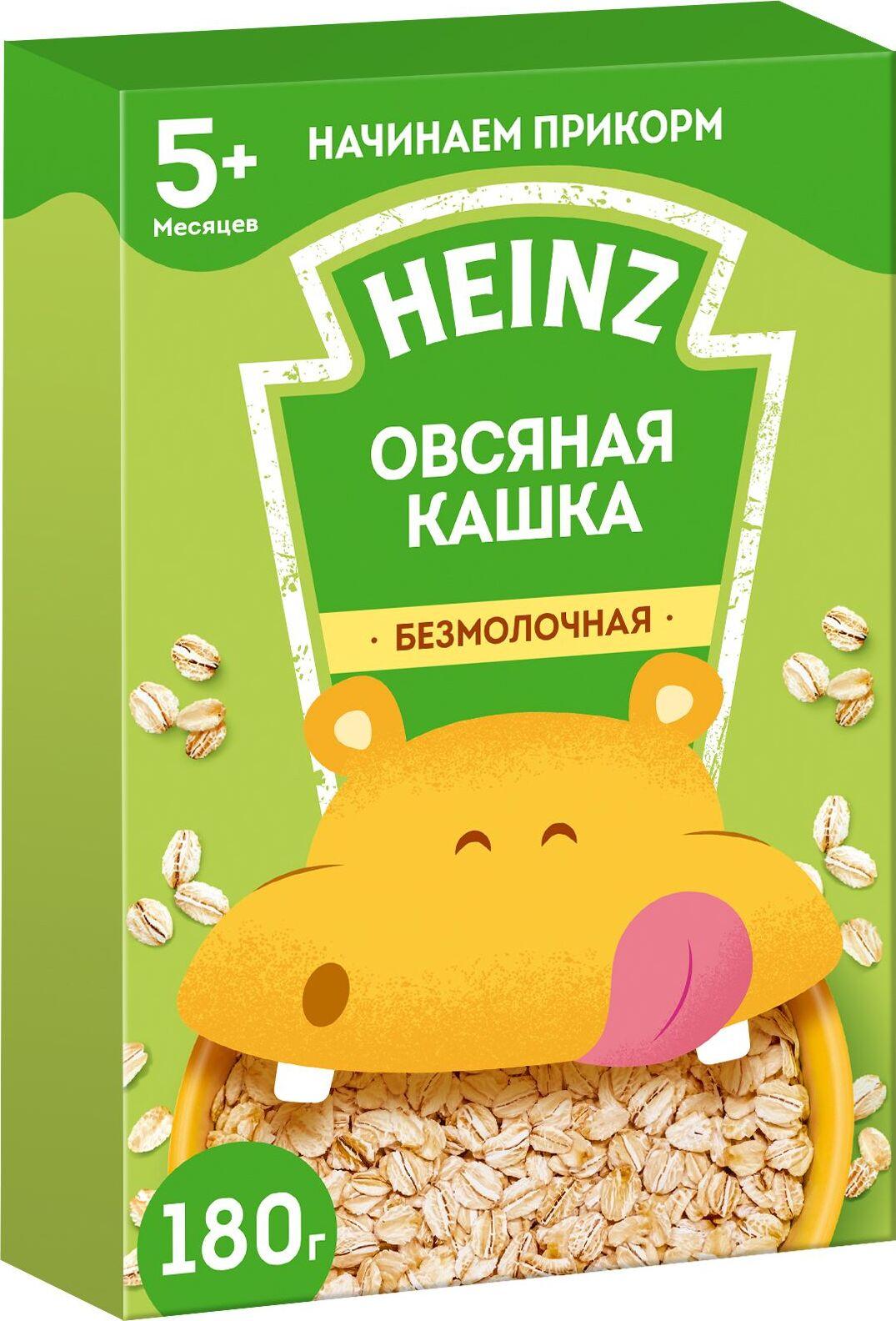 Каша Heinz безмолочная овсяная c 5 месяцев, 180 г, сухая