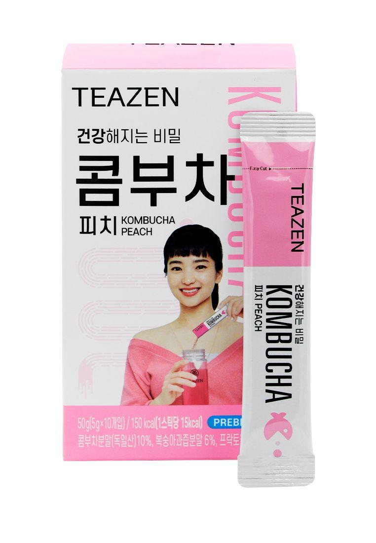 Teazen | TEAZEN Kombucha Peach Комбуча со вкусом персика и пробиотиками, 50g (5г*10шт)