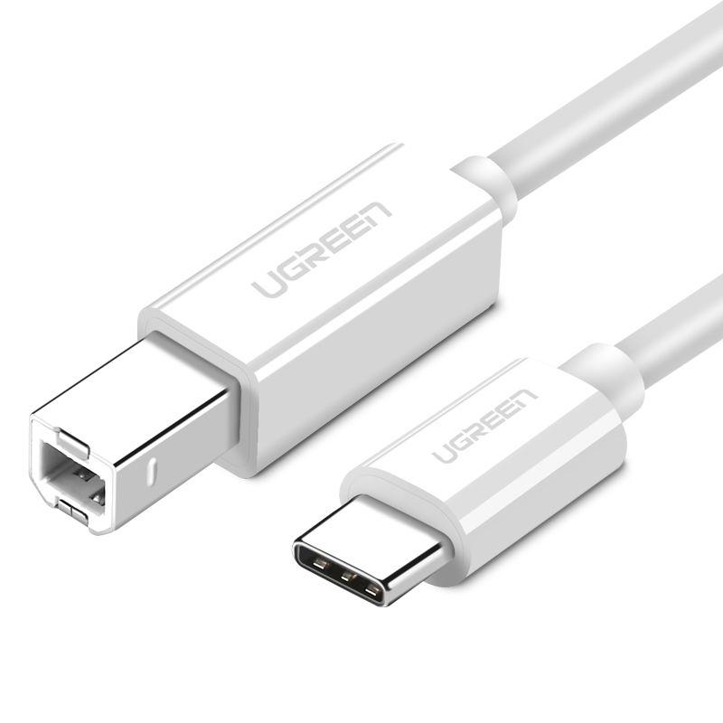 Кабель UGREEN US241 (40417) USB-C to USB-B 2.0 Printer Cable для подключения принтера. Длина: 1,5м. Цвет: белый