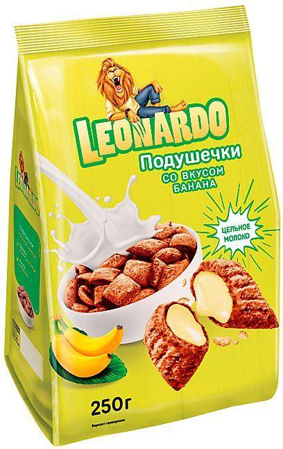 Подушечки "Leonardo", готовый завтрак со вкусом банана, 250 г * 10 шт