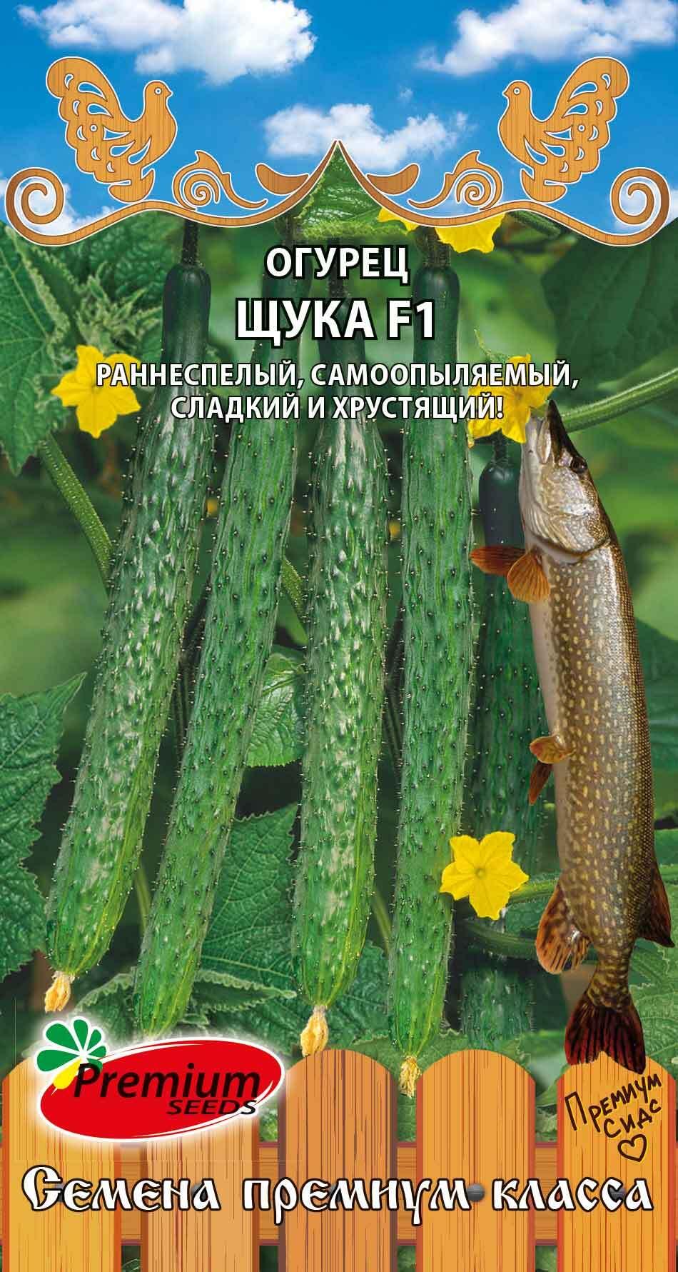 Огурец длинноплодный партенокарпический ЩУКА (Семена ПРЕМИУМ СИДС, 5 шт. семян в упаковке)