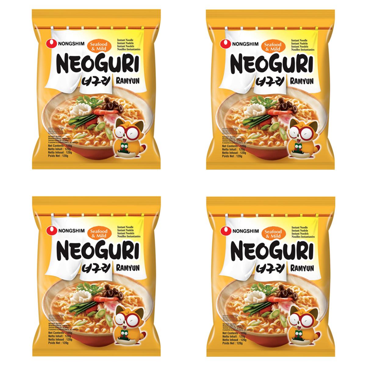 NONGSHIM | Лапша быстрого приготовления Неогури с морепродуктами средней остроты Nongshim, (шт 4. по 120 г)