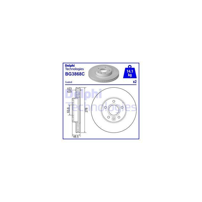 Диск тормозной передний FORD FOCUS II III BG3868C 2шт