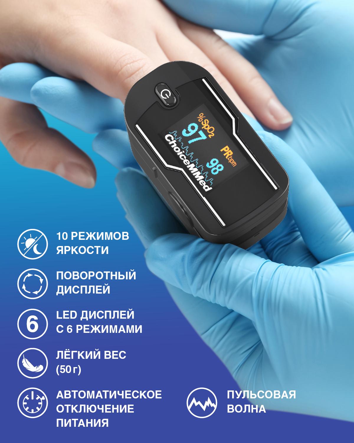 Пульсоксиметр напалечный MD300C21C Choicemmed/ Пульсоксиметр медицинский с РУ