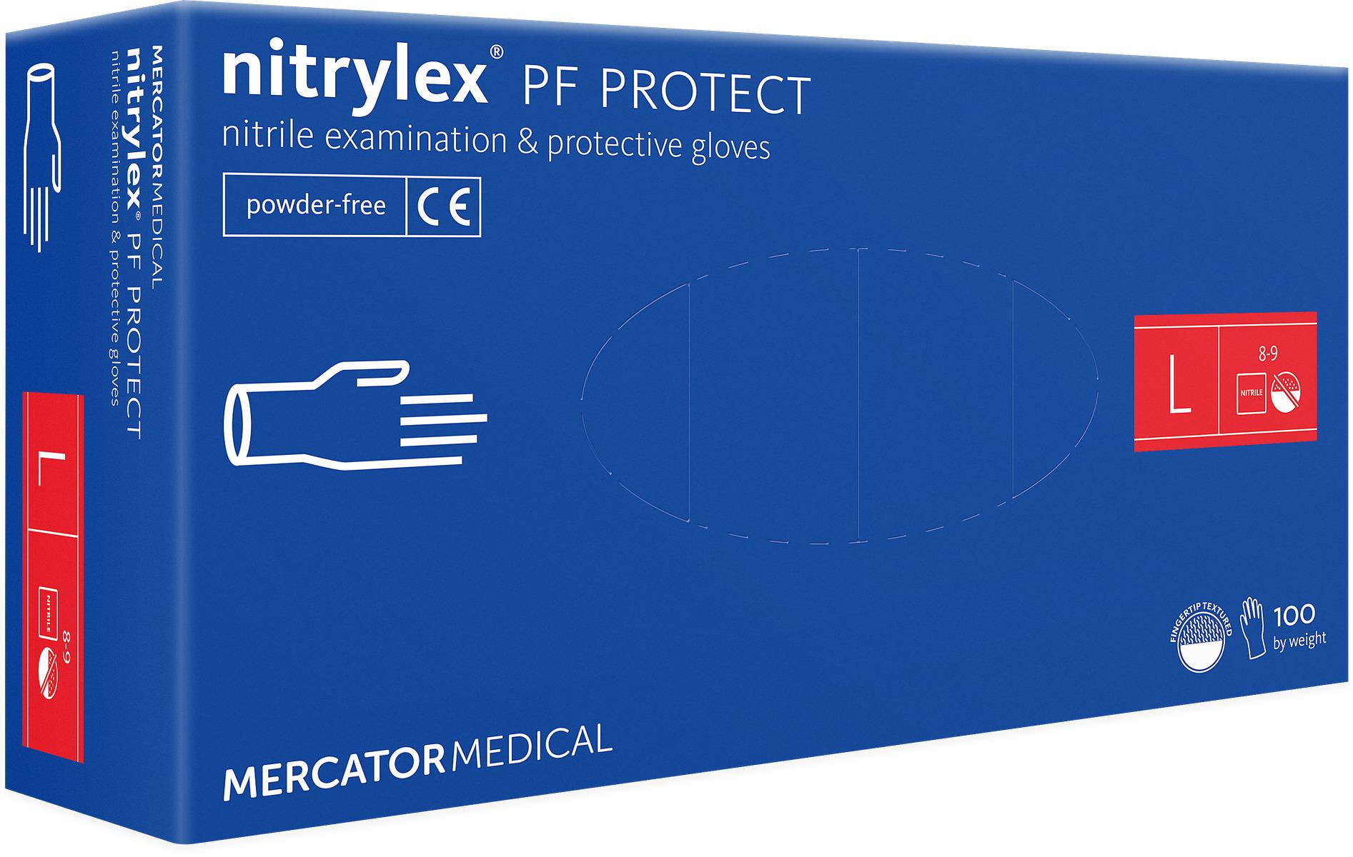 Перчатки нитриловые фиолетовые размер L, Меркатор/Mercator Nitrylex PF Protect, 100 штук