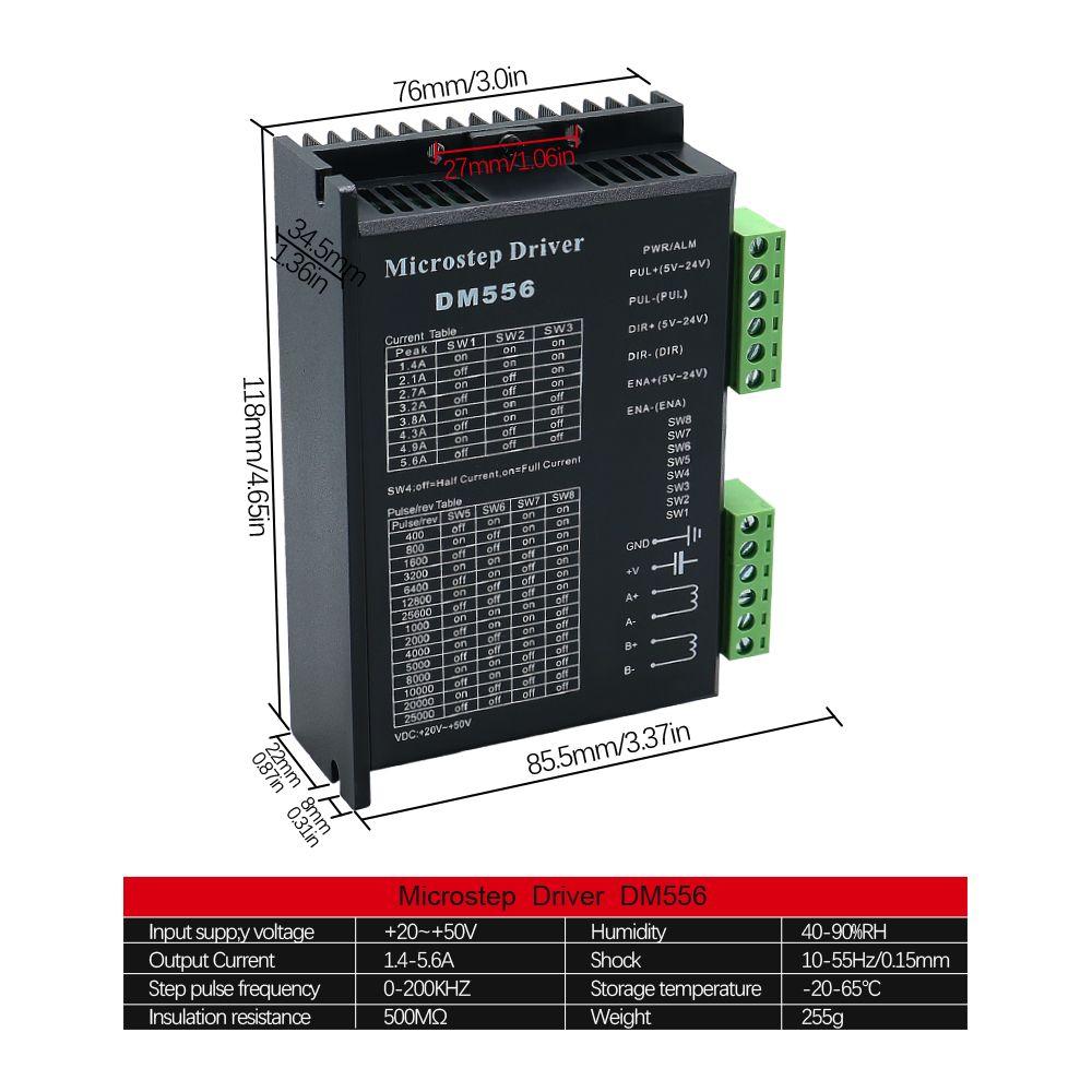 Микрошаговый привод DM556 для 42 57 шаговых двигателей Nema17 Nema23 напряжение питания 20 - 50V DC 1 - 5.2A