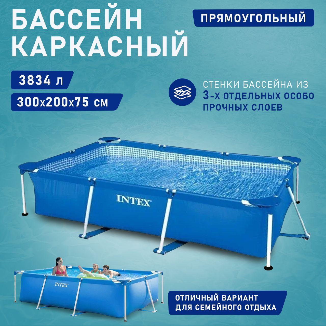 Бассейн каркасный прямоугольный Intex серии Rectangular Frame Pool 28272 3834л / Бассейн для семейного отдыха