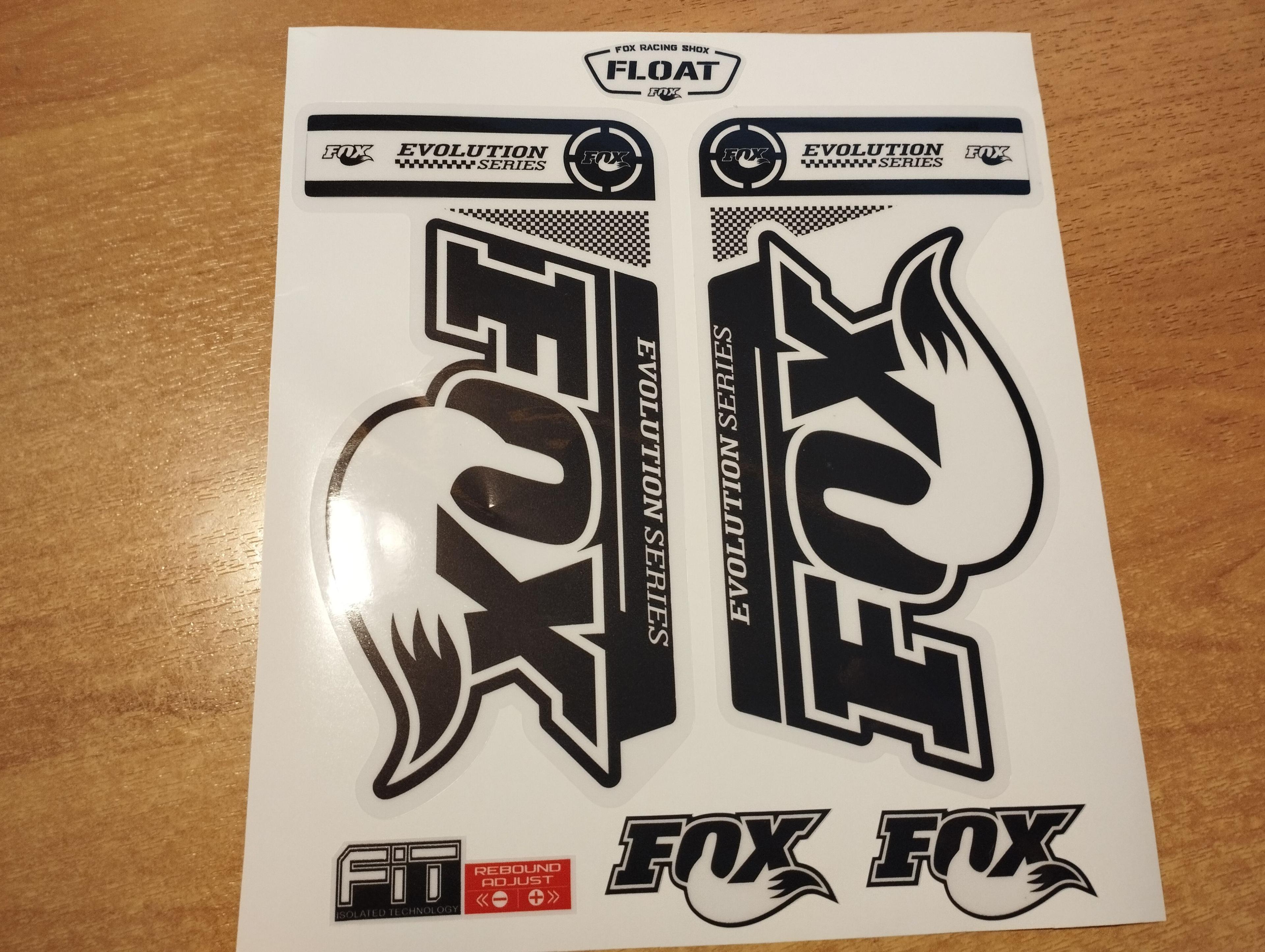 Наклейки Fox evolution черный глянцевый для велосипеда на вилку, MTB Stickers