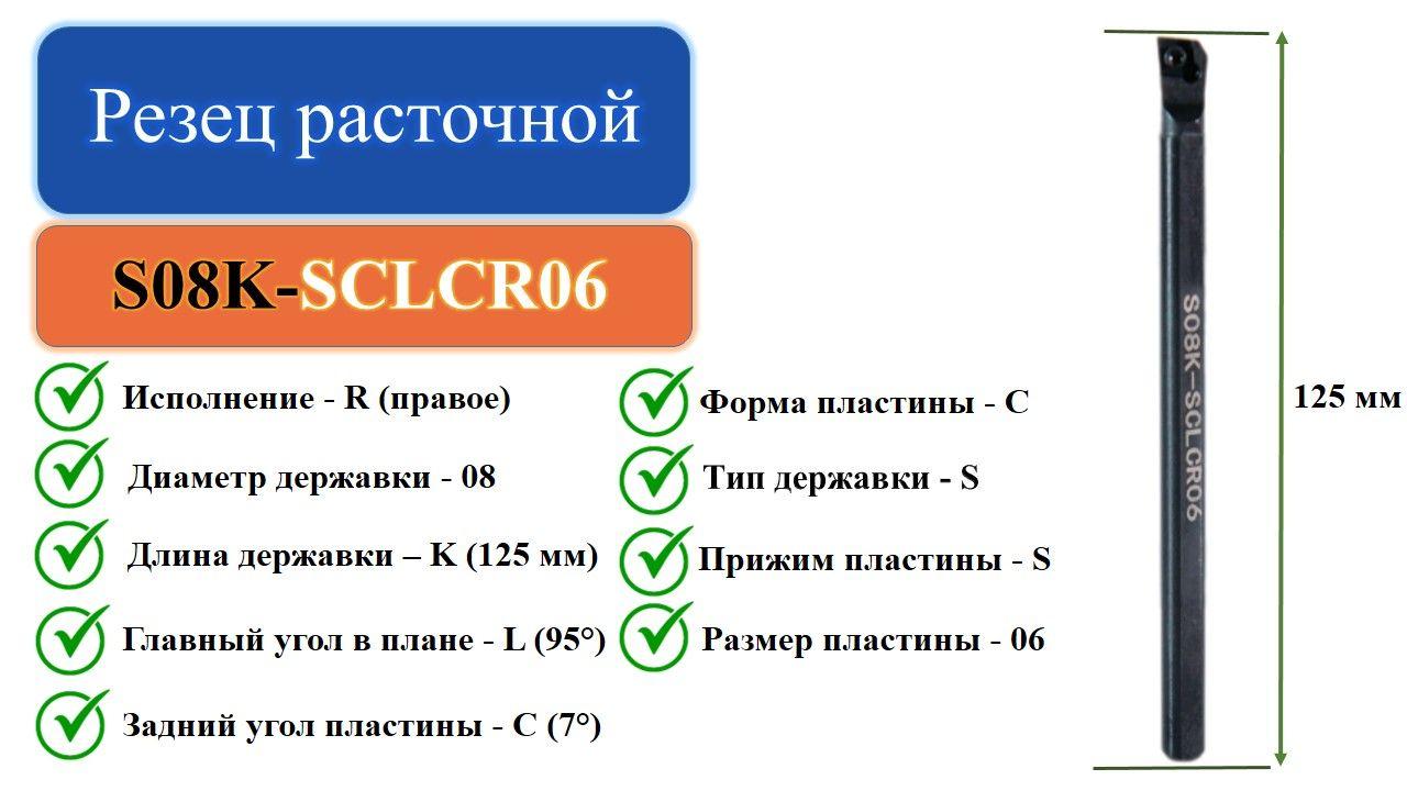 S08K-SCLCR06 Резец расточной