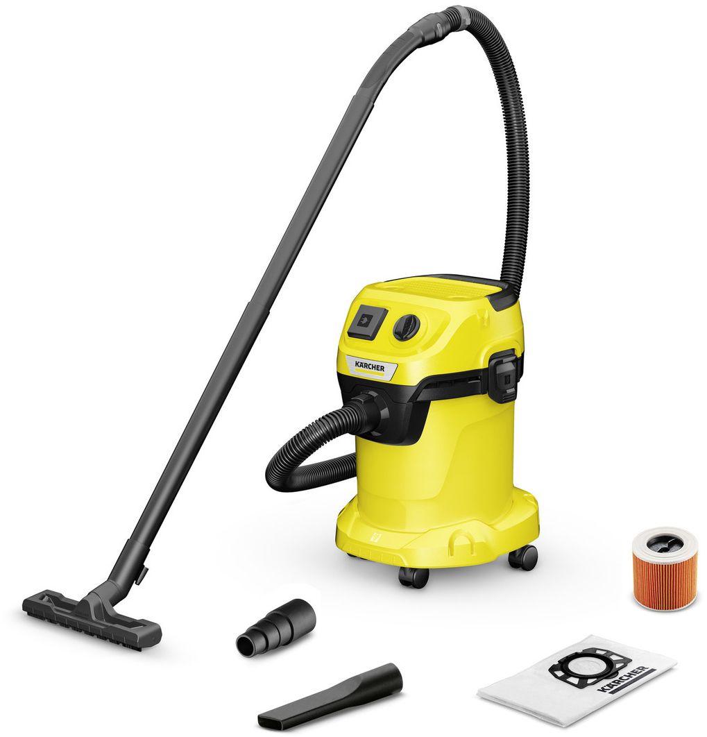 Профессиональный бытовой строительный пылесос Karcher WD 3 P V-17/4/20 (1.628-170.0), Промышленный пылесос (розетка для дрели, функция выдува, для уборки сухих и влажных загрязнений)